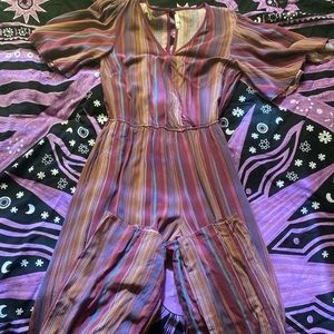 Maurices Purple Stripe Jumpsuit